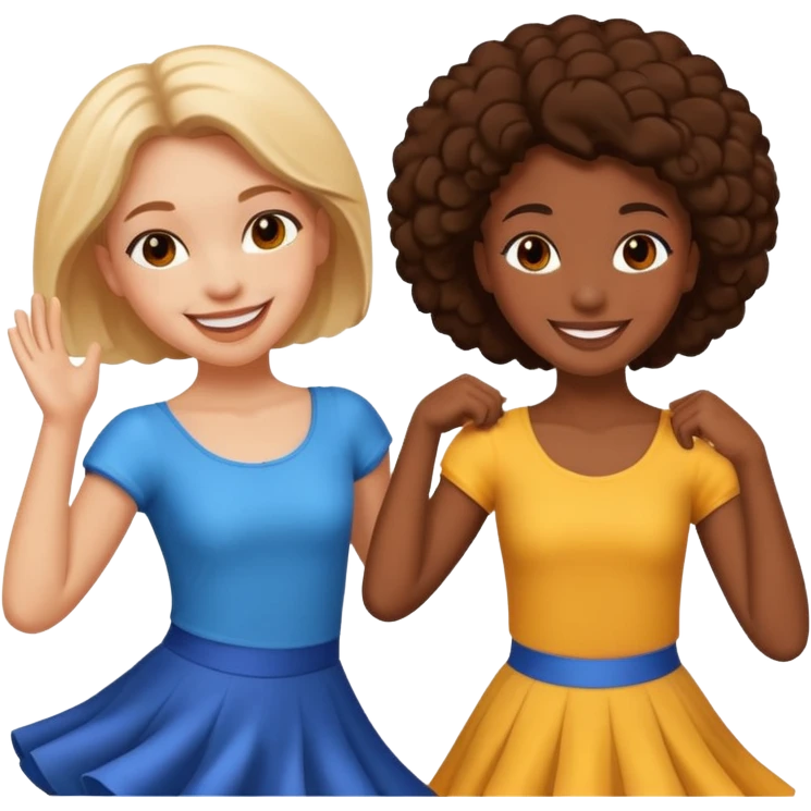 Best friends dancing: one black girl one white girl emoji