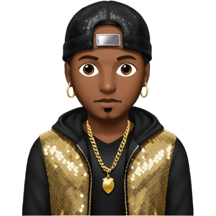 Mystikal, Rapper with dark brown hair, black sequin outfit emoji