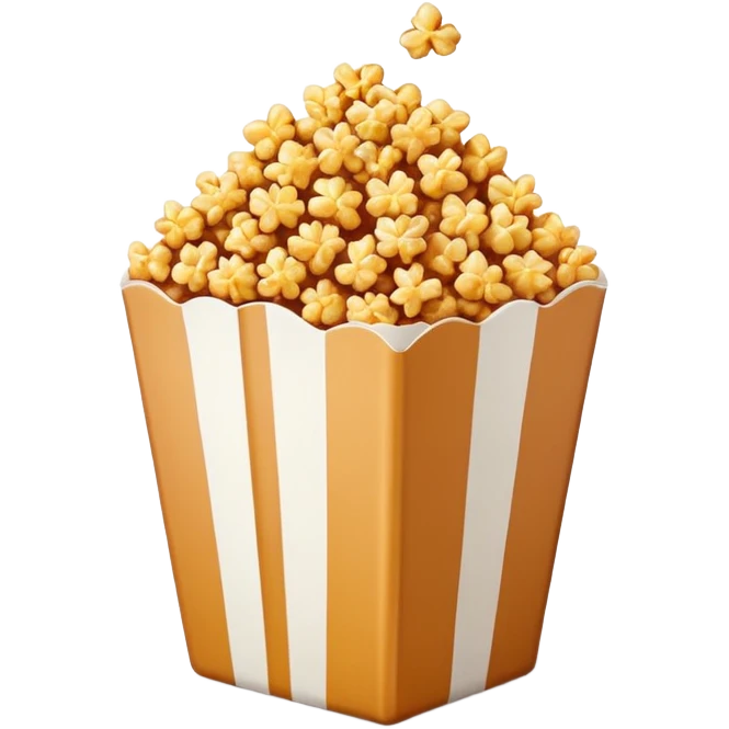 minimalist caramel popcorn in a plain package, golden brown caramel color, extremely simple design, no text, glossy iOS emoji style emoji