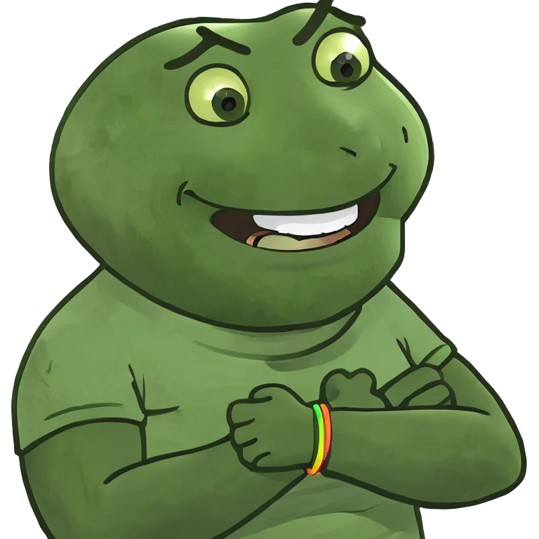 Man crossing arms laughing holding hands on neck emoji