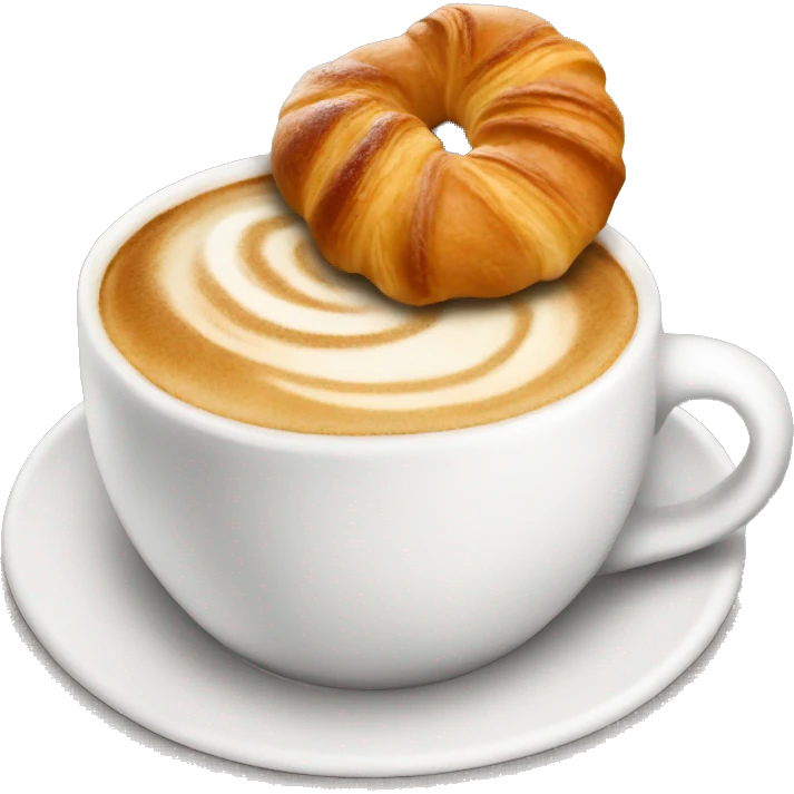 Cup of cappuccino with croissant emoji