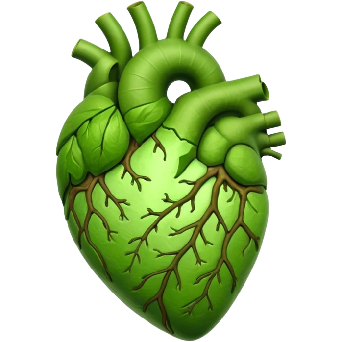 Anatomic heart composed of matcha coffee emoji