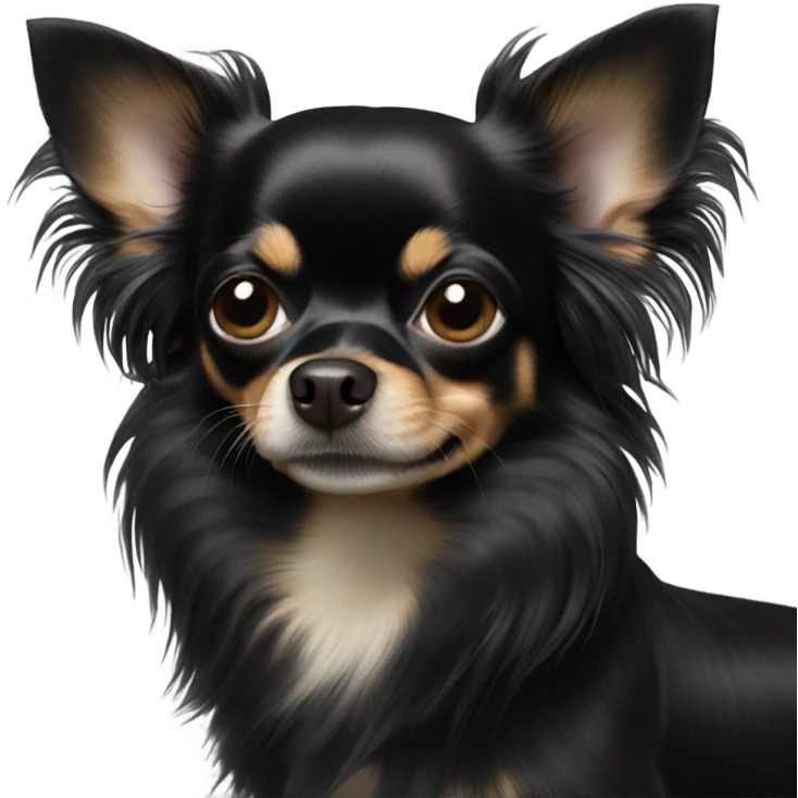 Long hair all black Chihuahua emoji