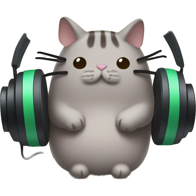 pusheen listening music on head phones while drinking starbucks emoji