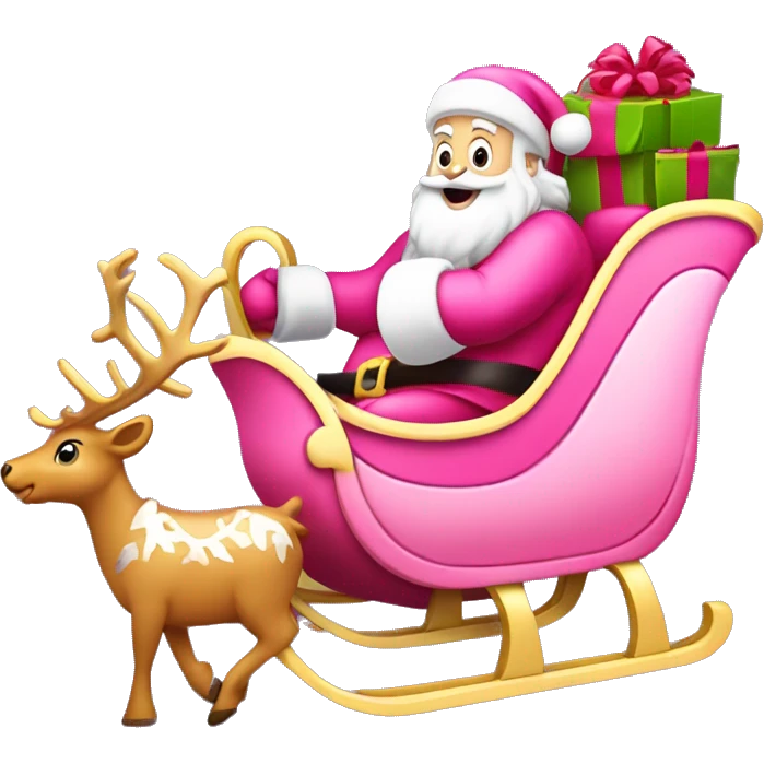 Pink Santa sleigh deals with presents being pulled by reindeer with pink bows bow emoji