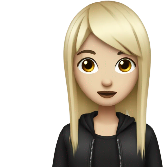 emo girl with black hair with blonde fringe emoji
