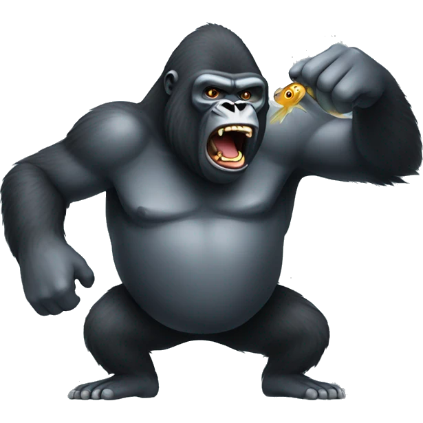 A gorilla fighting a gildfish emoji
