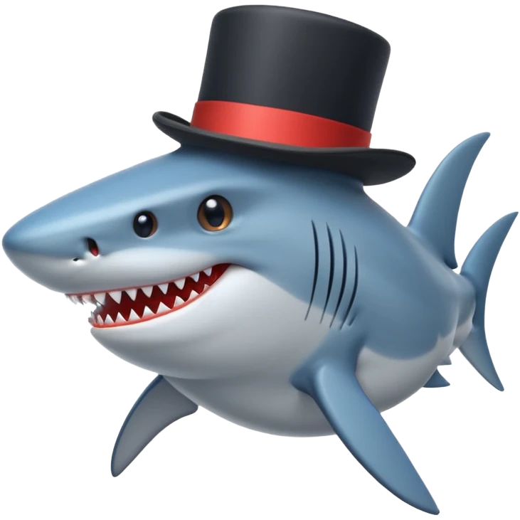 Shark with a top hat emoji