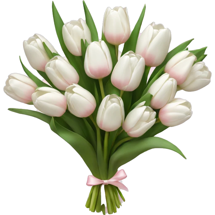 White tulips bouquet with light pink bow  emoji
