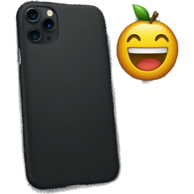 a black iphone 16 with a denim case on it emoji