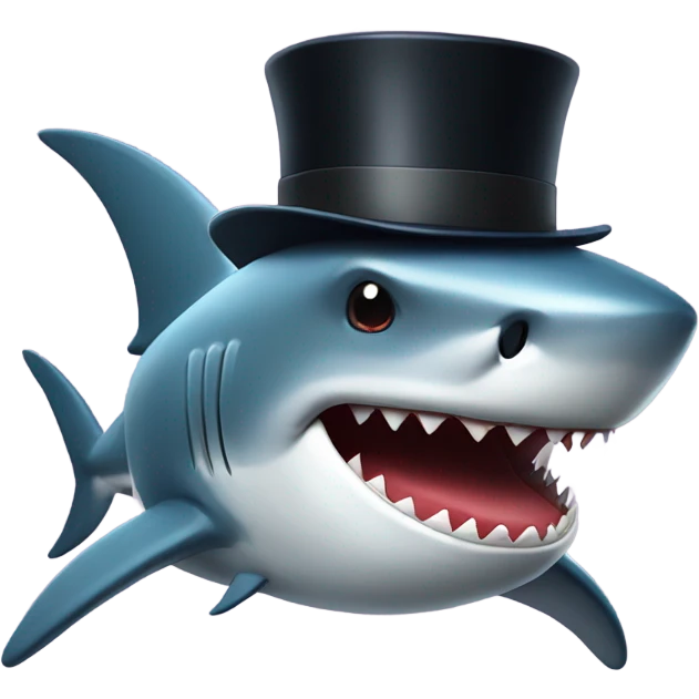 Shark with a top hat emoji
