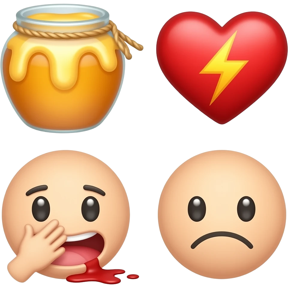🍯❤️⚡⚡🤭🫀😔 emoji