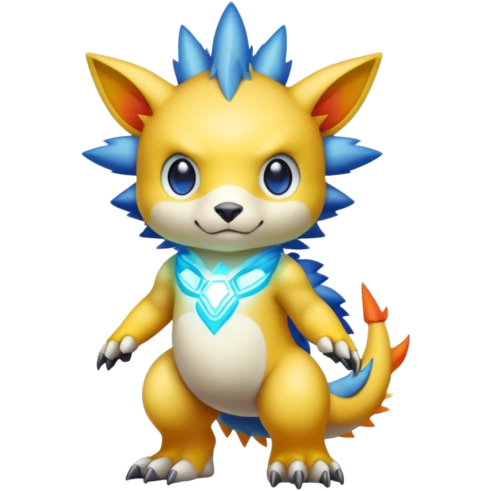 Cute cool colorful fantasy-Digimon-animal-hybrid full body emoji