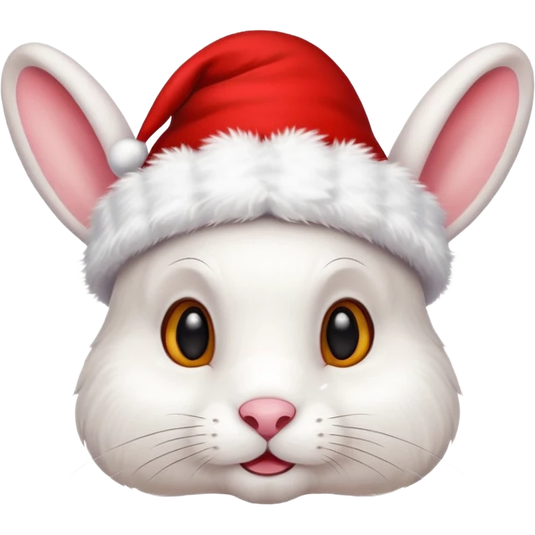 white rabbit with ears in a christmas hat emoji
