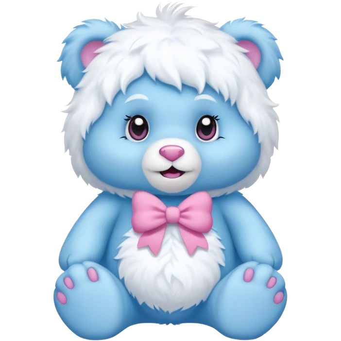 blue girl care bear yeti with bow emoji