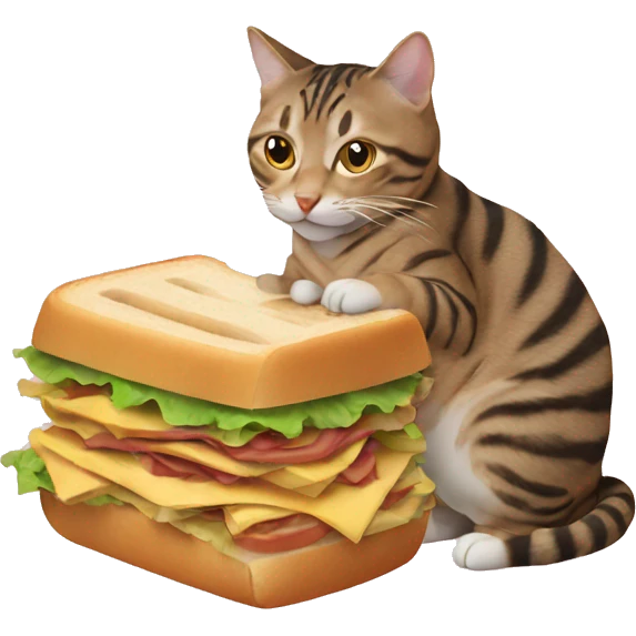 tabby cat eating sandwich  emoji