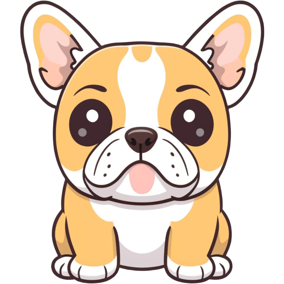tan French bulldog face, no body, close-up portrait emoji