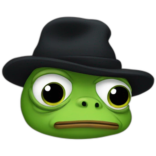 sad pepe the frog in black winter hat emoji