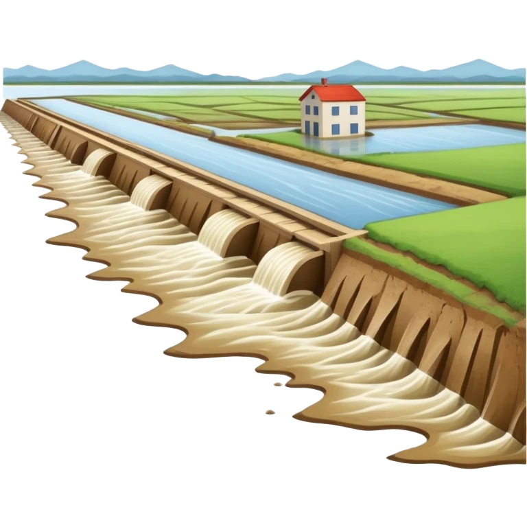 Levee infrastructure for flood risk mitigation emoji