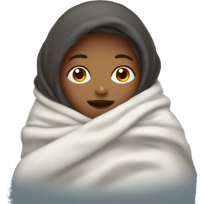woman covering herself from the cold with a blanket emoji