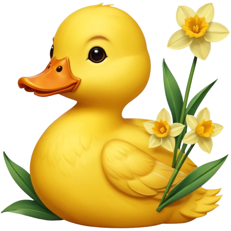 Duck holding daffodils emoji