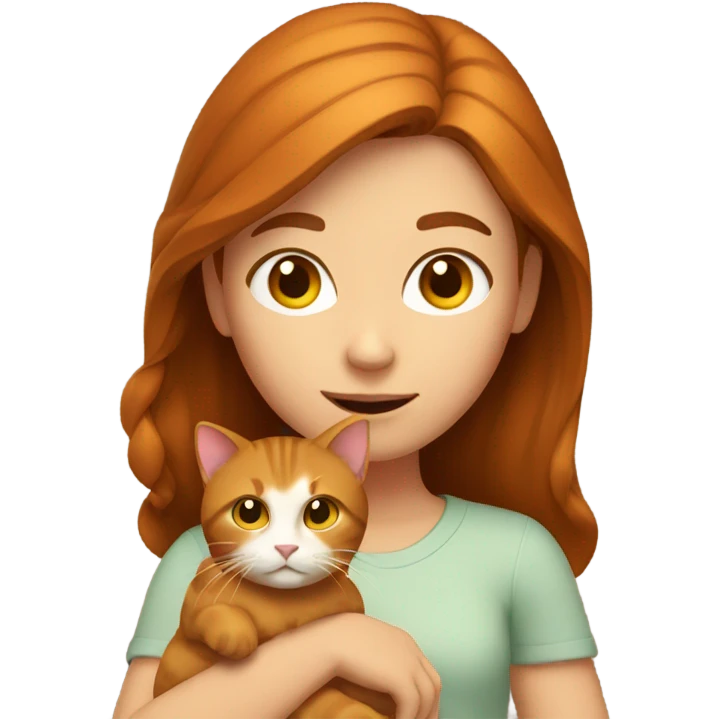 A brown haired girl with ginger cat emoji