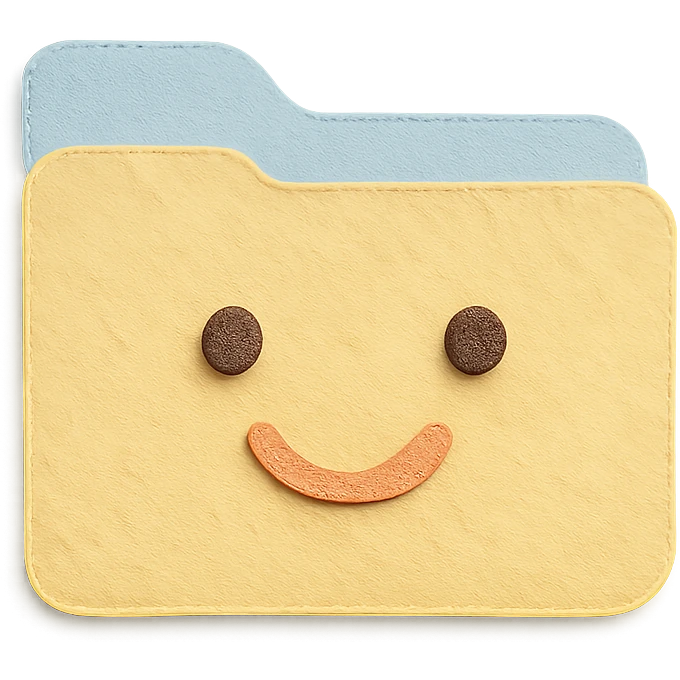 soft pastel aesthetic file folder sticker icon with a smiling face accent emoji