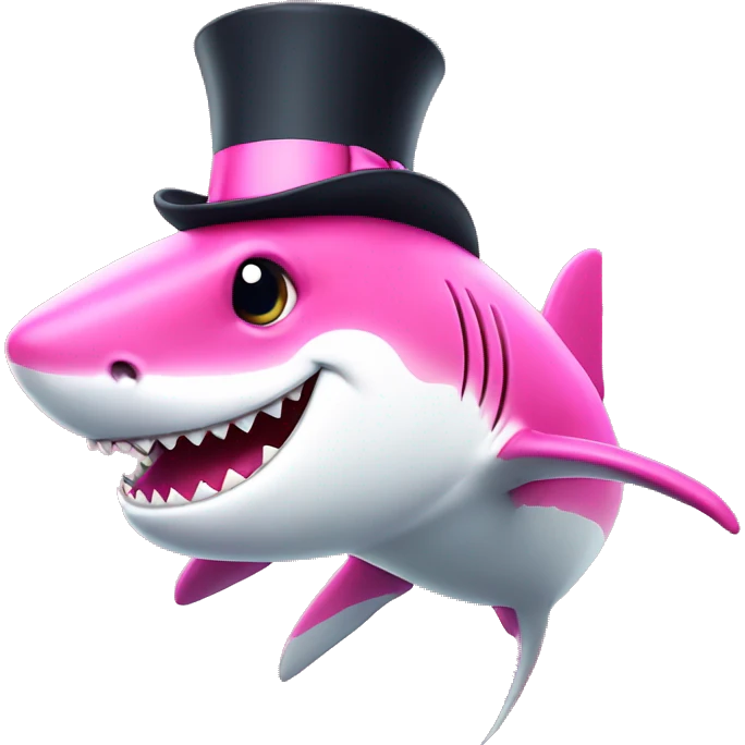 Pink Shark with a top hat emoji