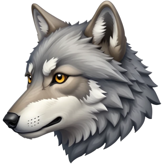 gray wolf head profile view, side view emoji