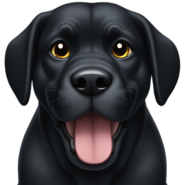 Black Dog flexing muscle emoji