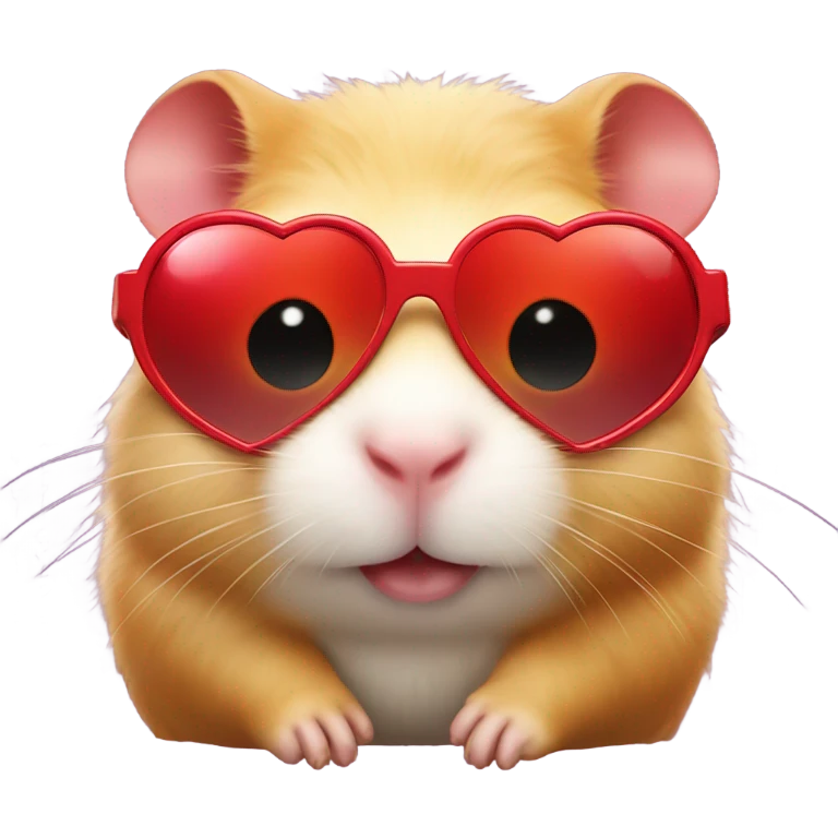 a hamster with red heart sunglasses  emoji