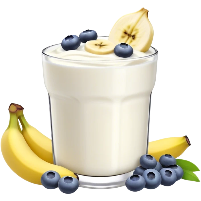 Yogurt with sliced banana and blueberries emoji