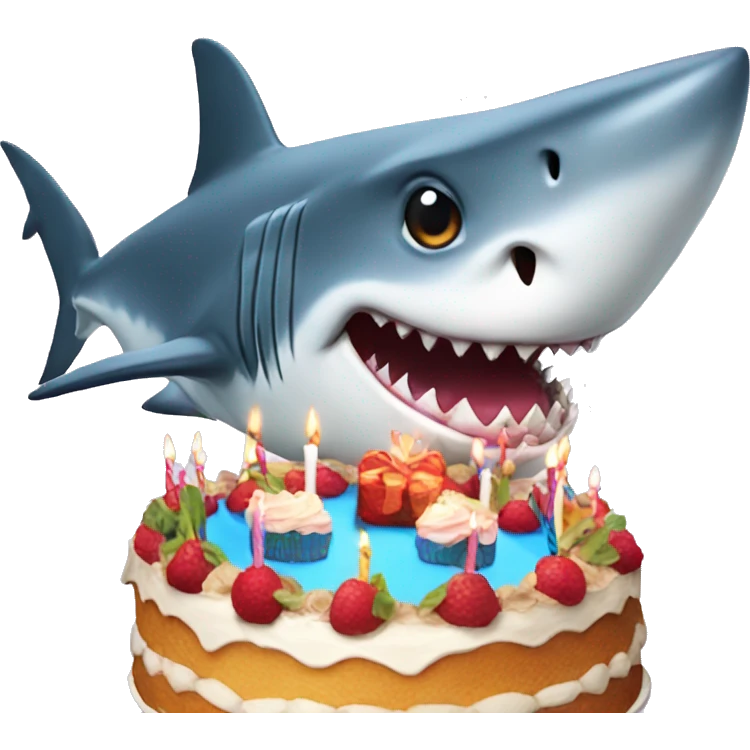 Shark with a birthday cake emoji