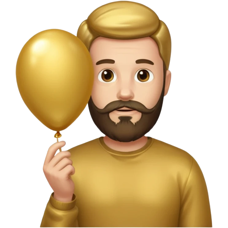 Bearded man hold gold balloon emoji