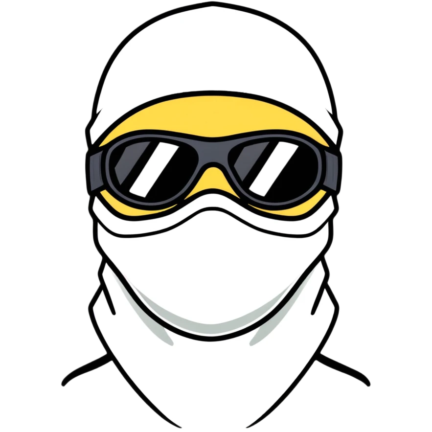Face with black balaclava and black tinted sports glasses emoji