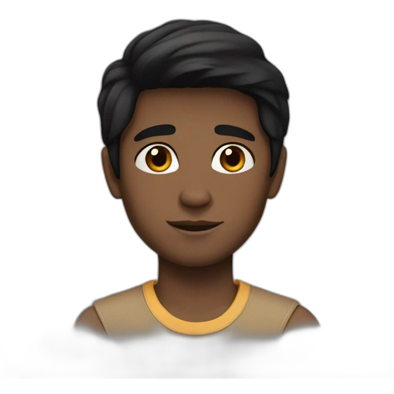 boy black hair Smooth Indian black face emoji