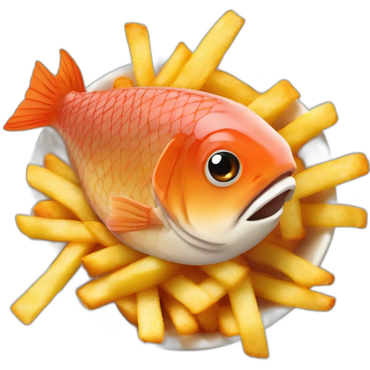 Kibbelibg fish in a french fries Like Bowl/plate emoji