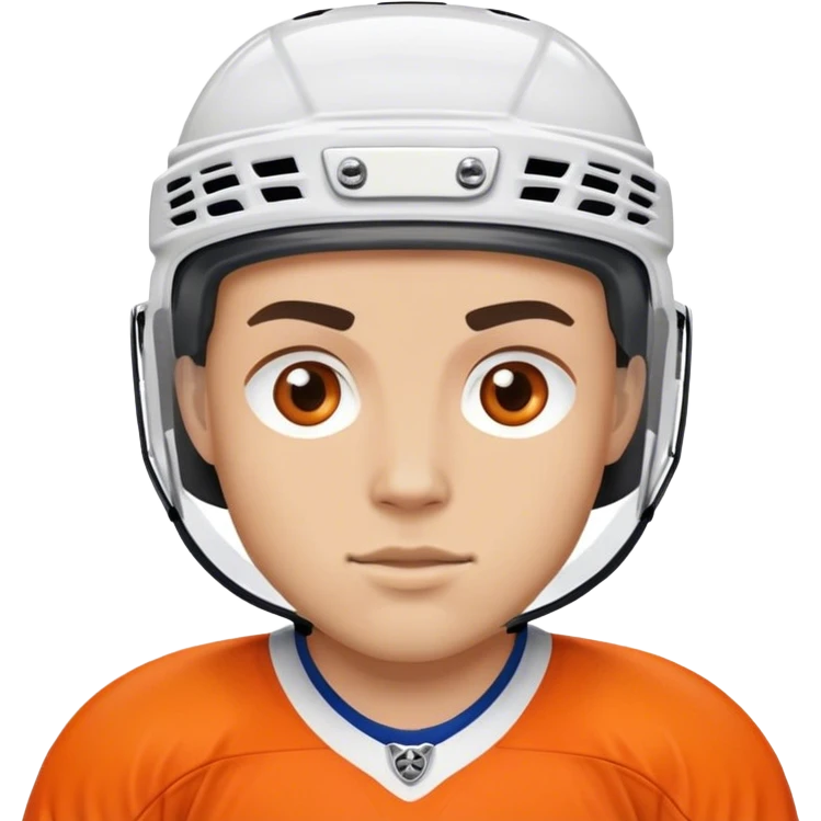 ice hockey plater wearing orange emoji