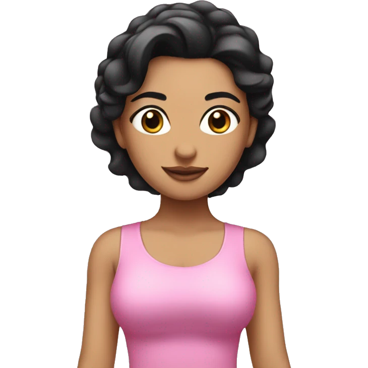Pink Pilates princess with black hair  emoji