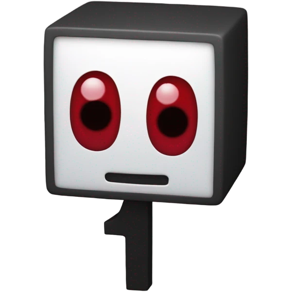 Numberblock 1 with one eye dark red limbs and a number 1 on the top of the head emoji