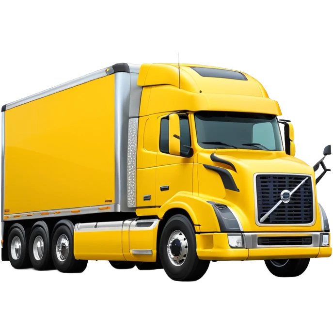 Volvo sleeper semi truck bright yellow three-quarters view emoji