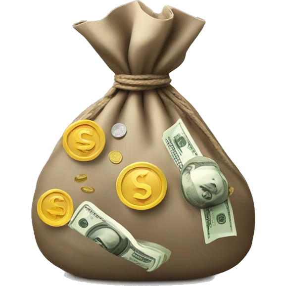 Money bag overfull with coins emoji