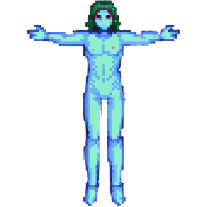 pixel art human figure standing in t-pose emoji