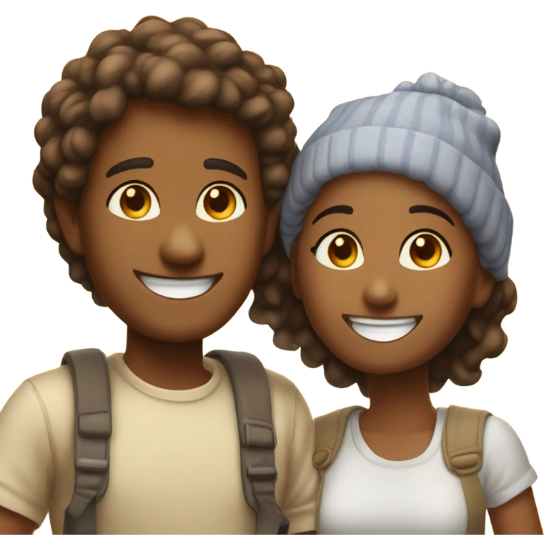 cheerful couple in sunlight in Mykonos  emoji
