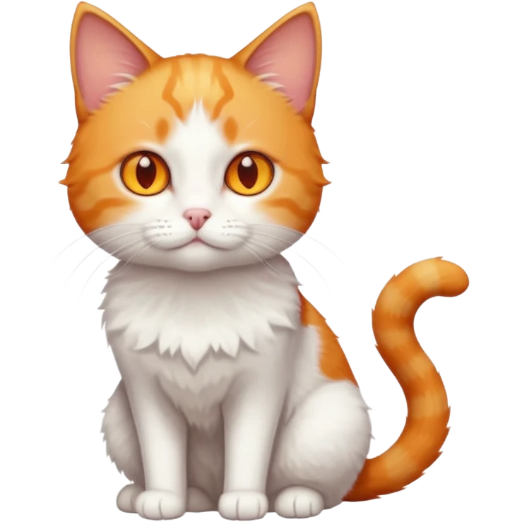 full body tiny short hair ginger and white cat with orange eyes  emoji
