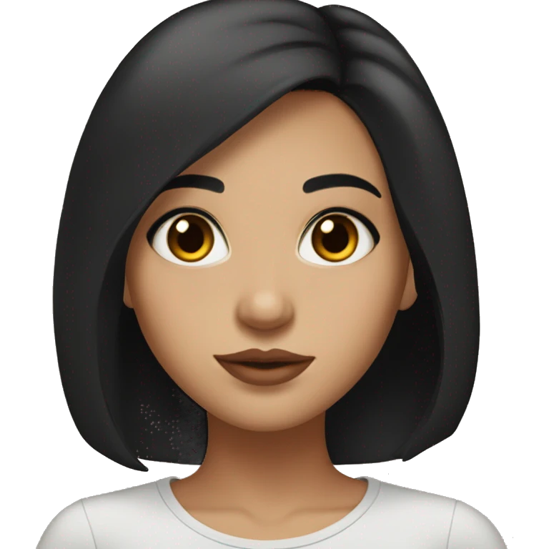 beautiful girl, brown eyes, shoulder length medium black hair, small rosy lips emoji