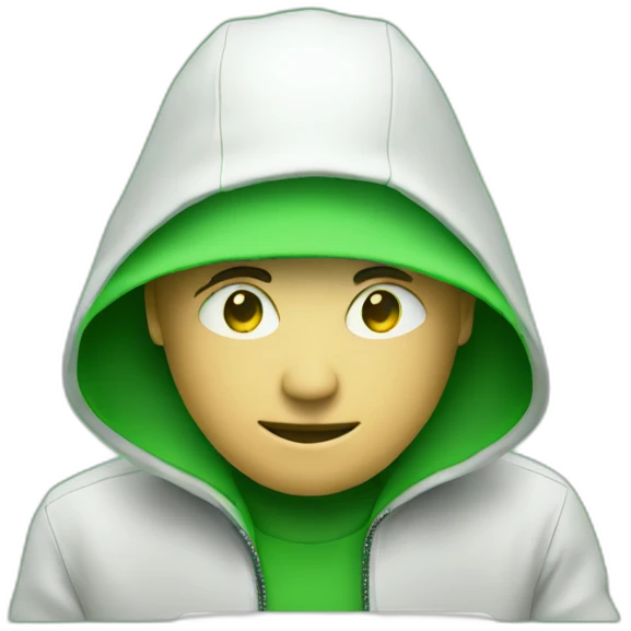 a hacker on a computer with green background emoji