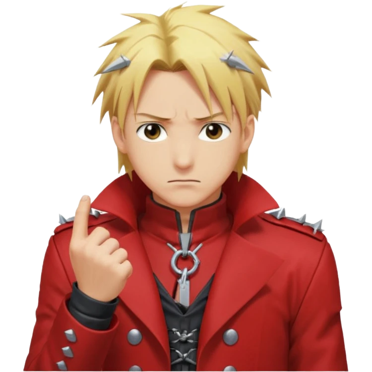 Create a Full Metal Alchemist Brotherhood Edward emoji for a teams chat but make it more original to the anime style emoji