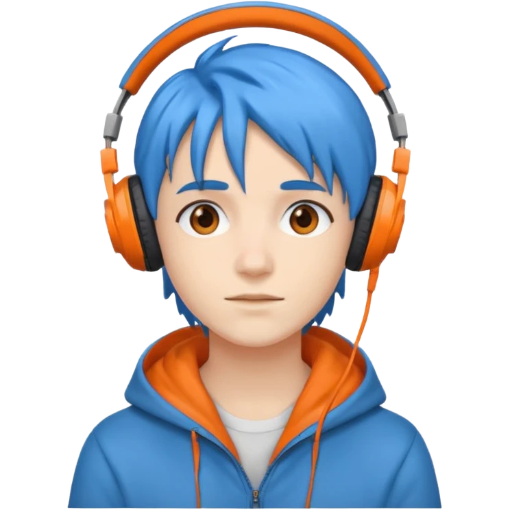 blue haired orangeheadphone wearing emoji