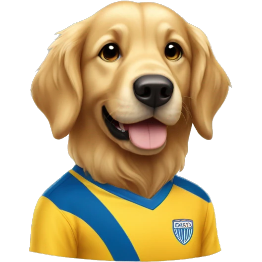 golden retriever in soccer jersey emoji